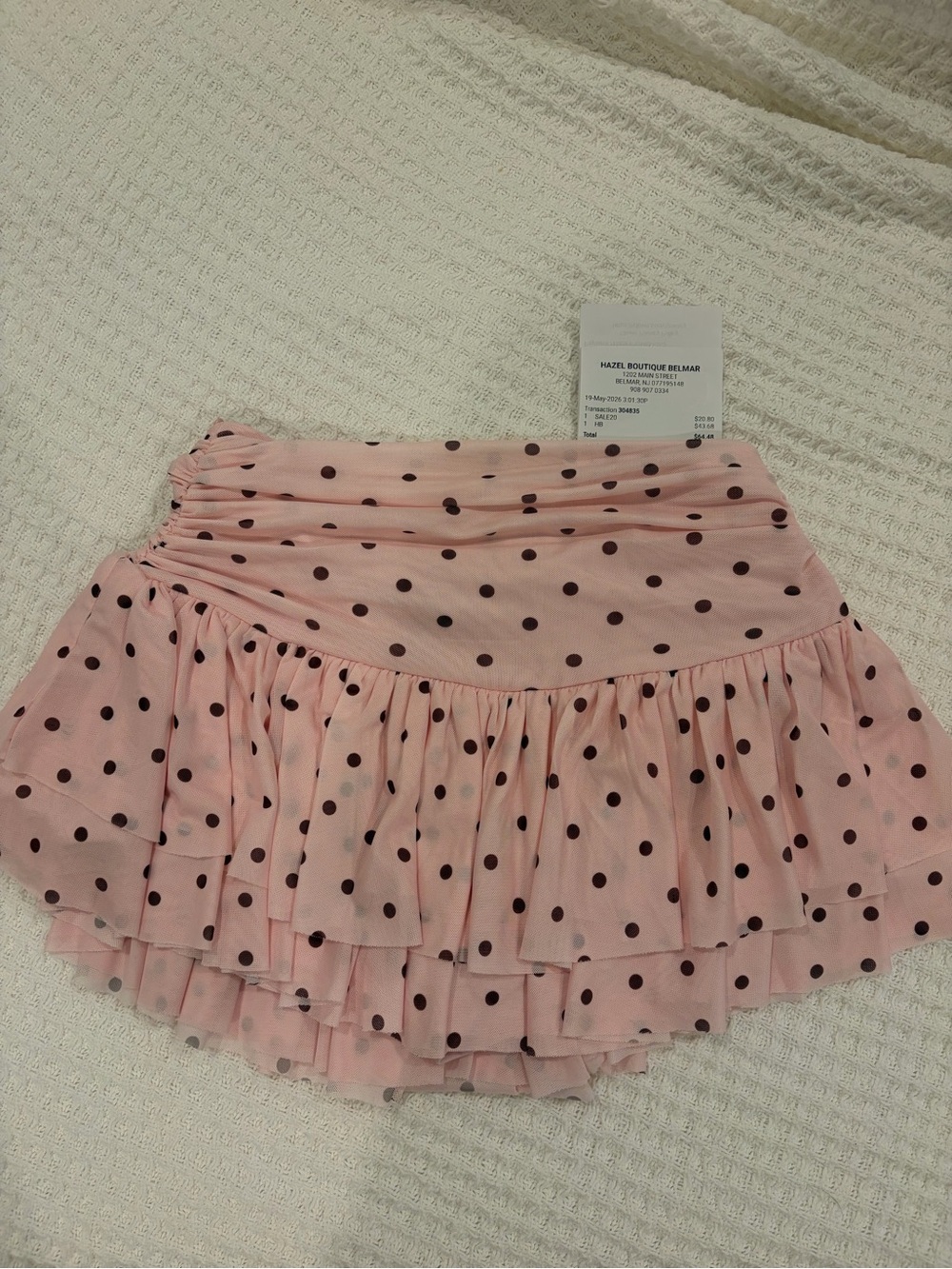 NWT Pink and Brown Polka Dot Mini Skirt from Hazel Boutique